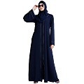 Front open abaya with piping work- Navy Blue Front open abaya with piping work- Navy Blue
